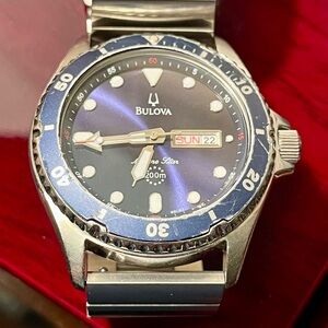 Bulova Navy and Silver Dive Watch